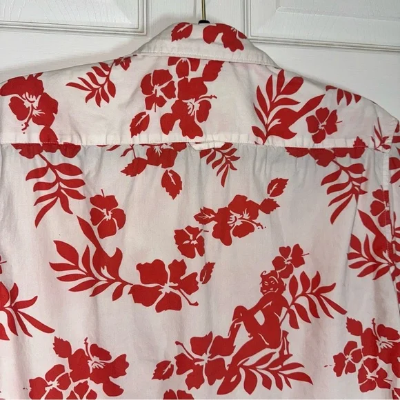 Denim & Flower Ricky Singh Vibrant Red Floral Shirt size M - Picture 10 of 15